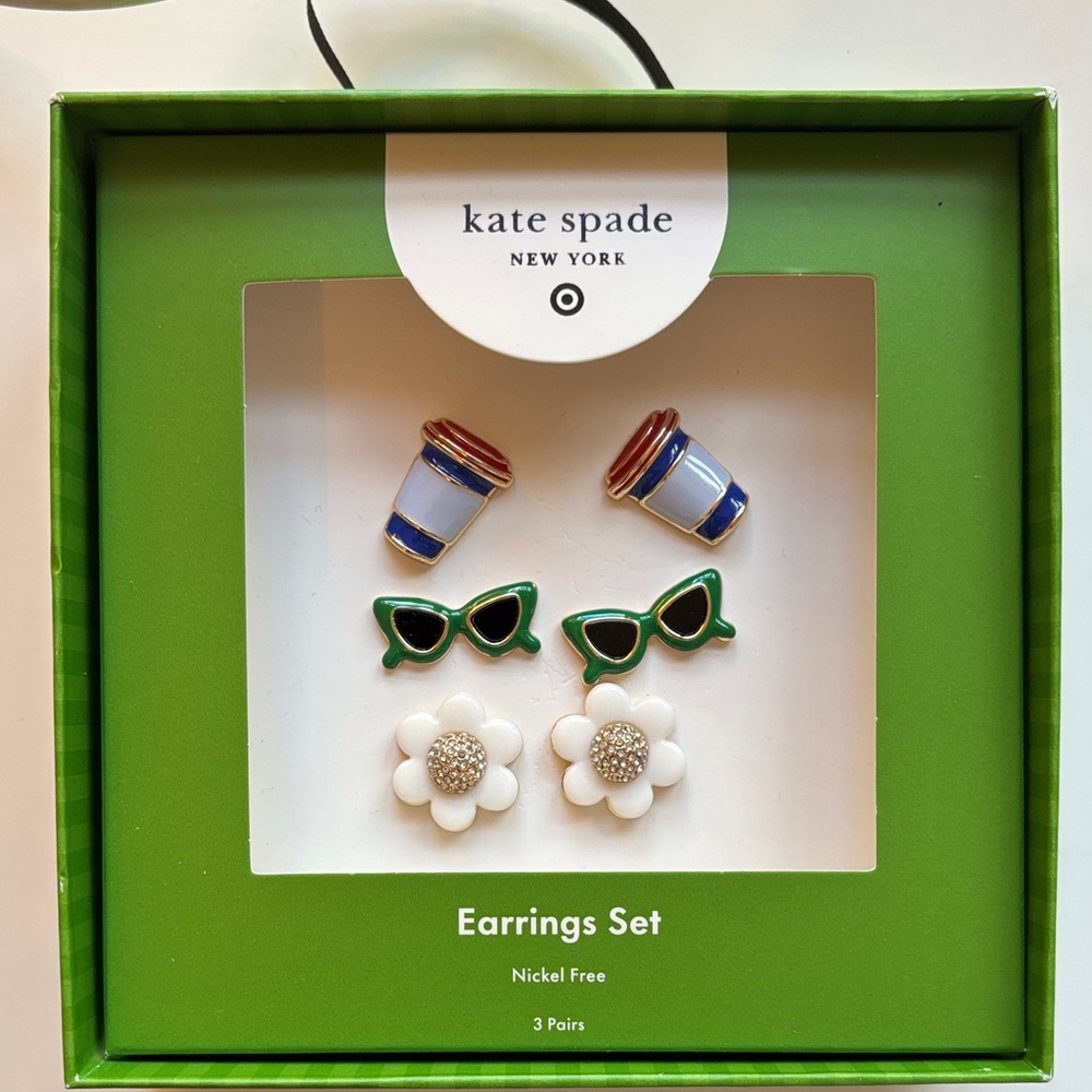 Kate Spade Green, Blue, and White Earrings Set